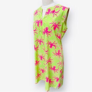 Katherine Way Octopus Lime / Pink Nautical Dress Women’s size XL Made in USA